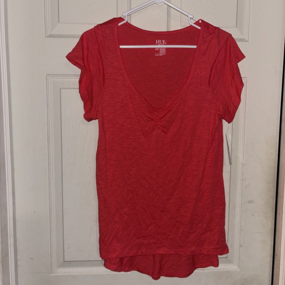 HUE Pajamas, Cute Pj Separates, Teaberry-Short Sleeve Tee Size Medium - Picture 5 of 9
